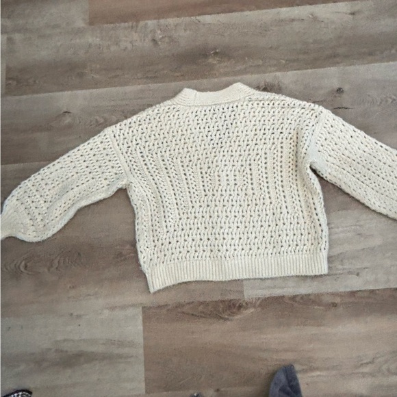 Zara Open Weave Button Front  Balloon Sleeve Cardigan - M - Picture 6 of 10